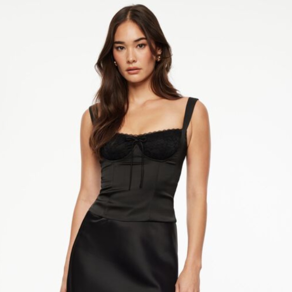 DYNAMITE Marine Lace Satin Bustier